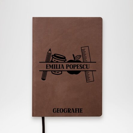 Agendă din piele personalizată cu text pentru profesori - Teacher essentials