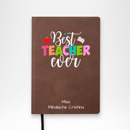 Agendă personalizată color cu text - Best teacher ever