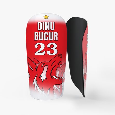 Apărători de fotbal personalizate cu text - Roșu-alb