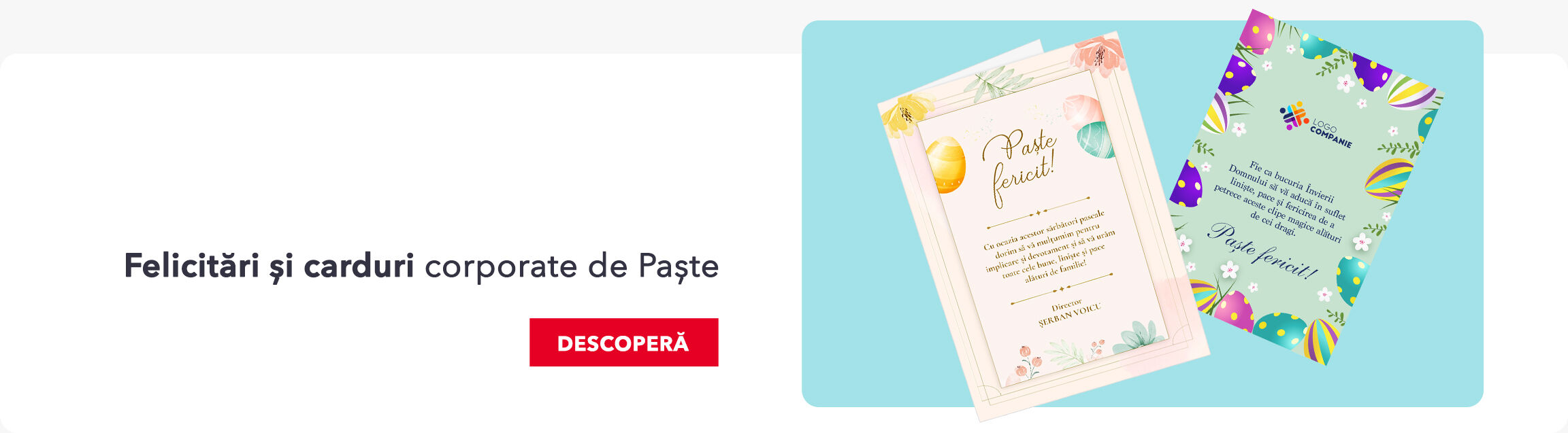 Felicitări și carduri corporate de Paște
