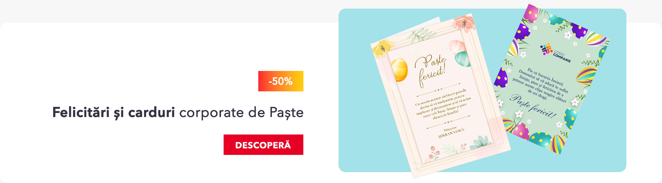 Felicitări și carduri corporate de Paște