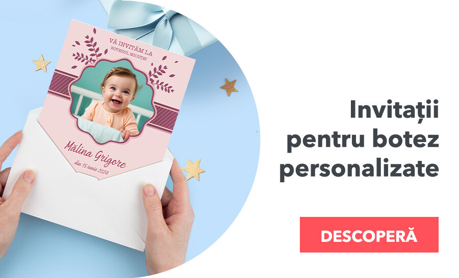 Invitații personalizate pentru botez