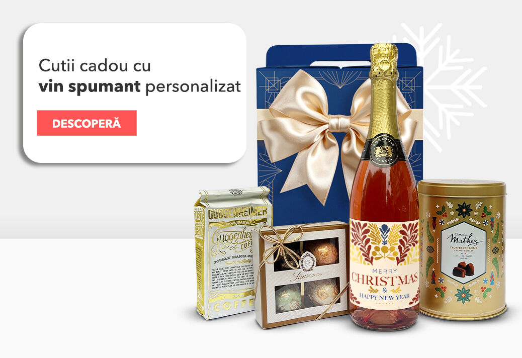 Cutii cadou cu vin spumant personalizat