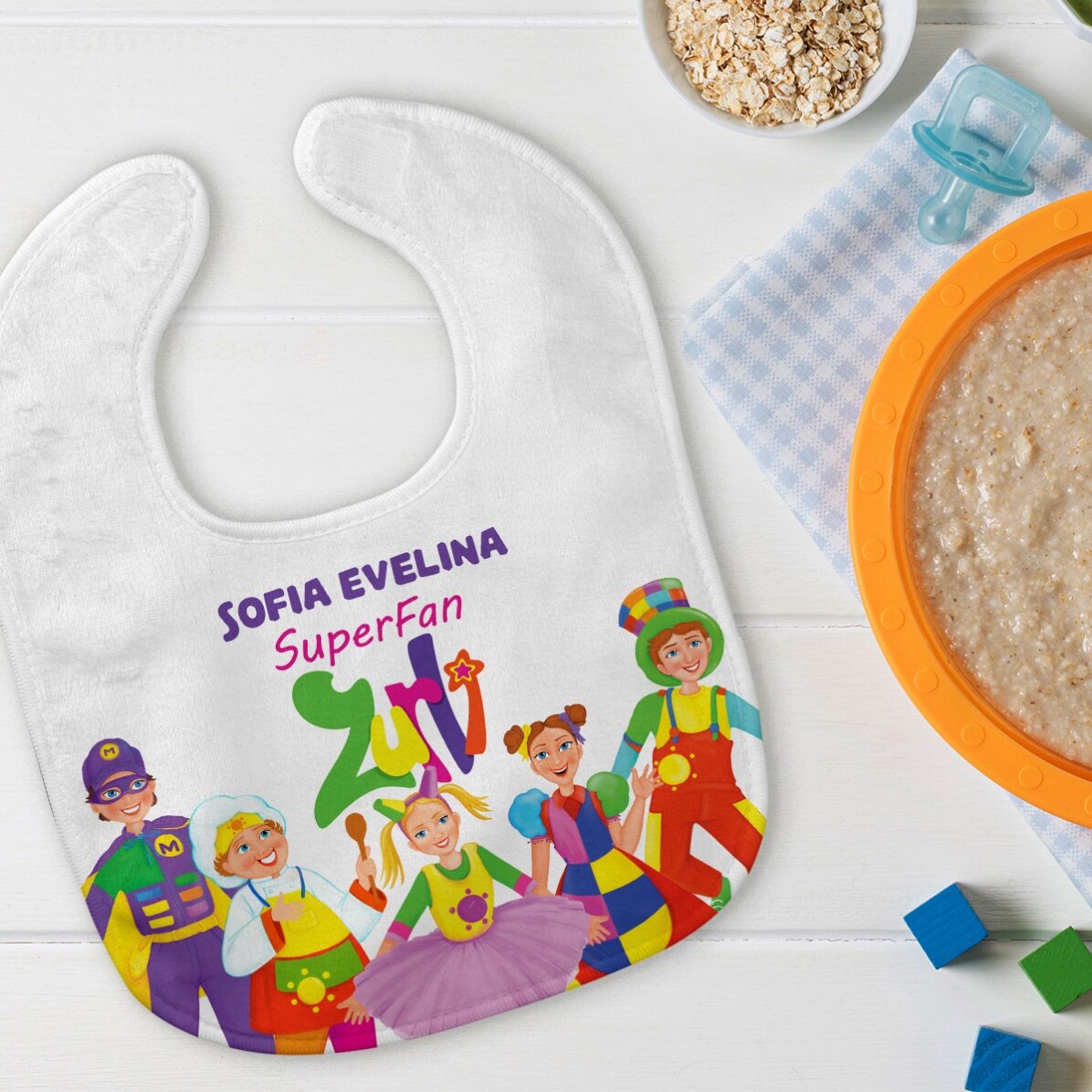 Bavețică personalizată cu nume - SuperFan Zurli