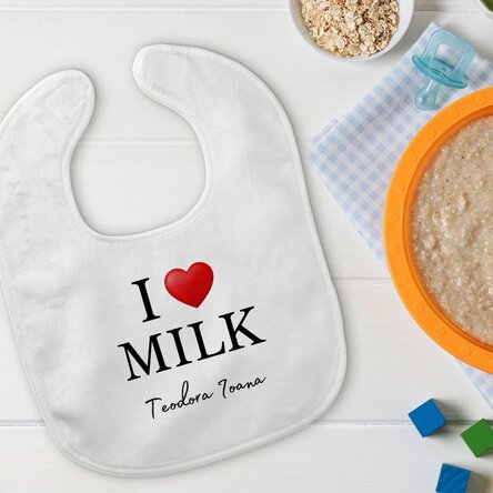Bavețică personalizată cu text - I love