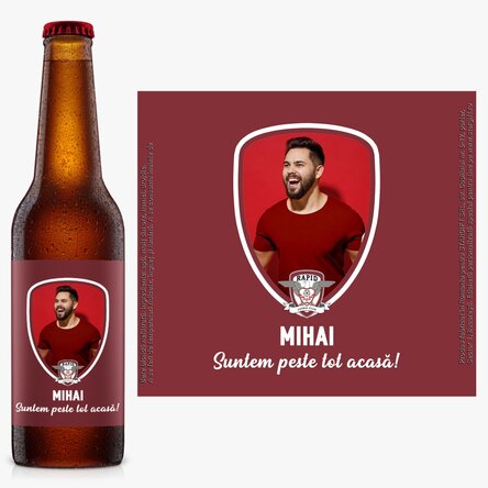 Bere FC Rapid personalizată cu poză și text