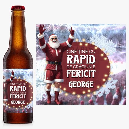 Bere FC Rapid personalizată cu text - Bucuria Crăciunului