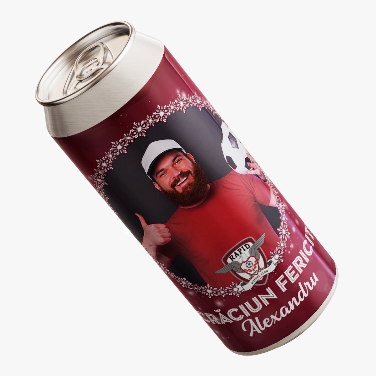 Bere la doză FC Rapid personalizată cu poză și text - Shiny Christmas
