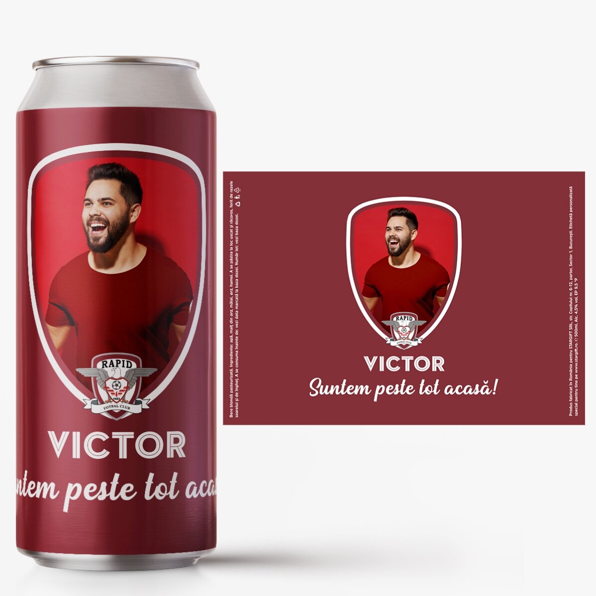 Bere la doză FC Rapid personalizată cu poză si text