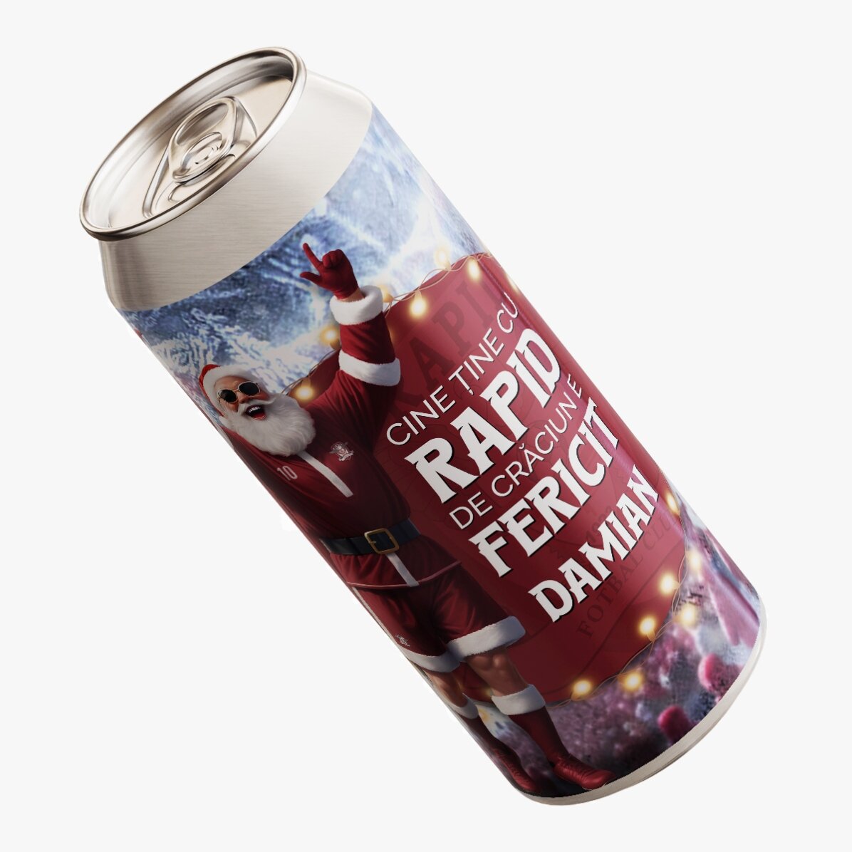 Bere la doză FC Rapid personalizată cu text - Bucuria Crăciunului