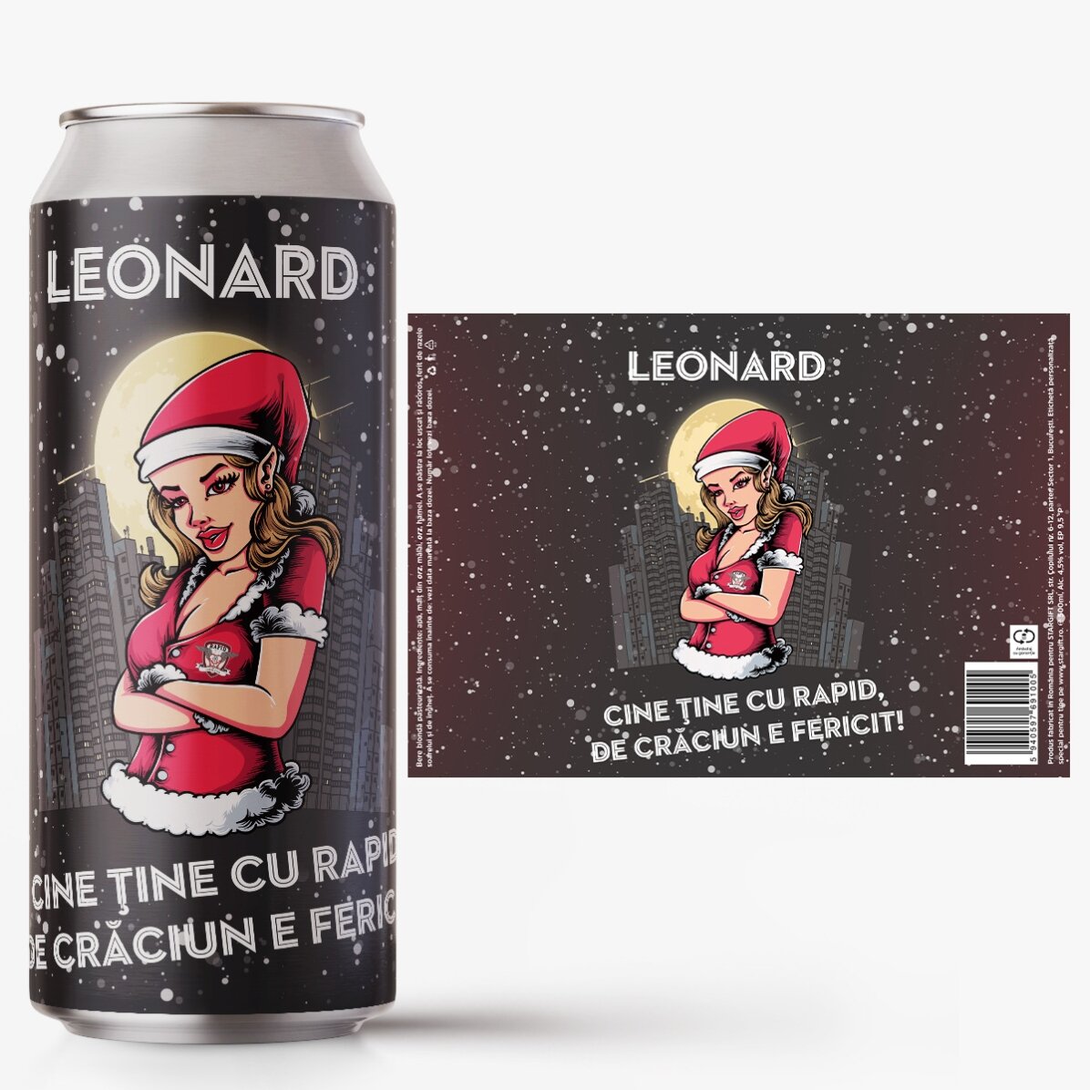 Bere la doză FC Rapid personalizată cu text - Crăciunița Rapidistă