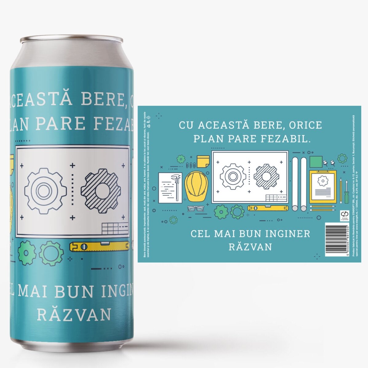 Bere la doză personalizată cu text - Inginer 