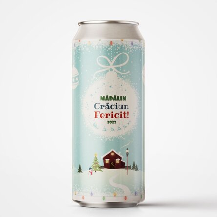 Bere la doză personalizată cu text - Peisaj de Crăciun