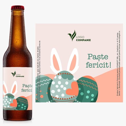 Bere personalizată cu logo și text - Paște fericit!