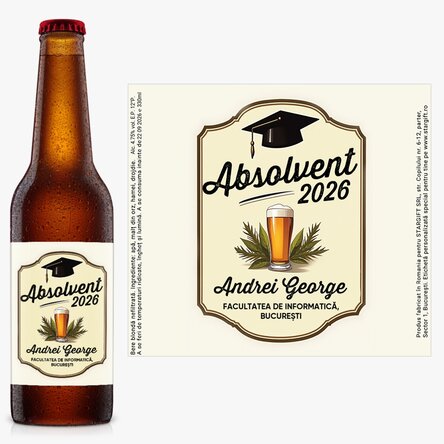 Bere personalizată cu mesaj - Absolvent