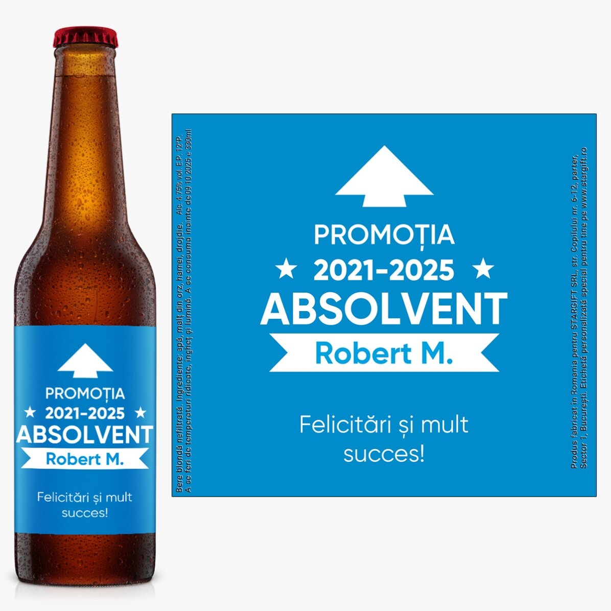 Bere personalizată cu mesaj - Așa arată