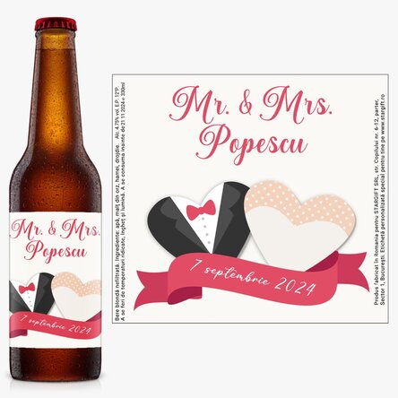 Bere personalizată cu mesaj - Wedding