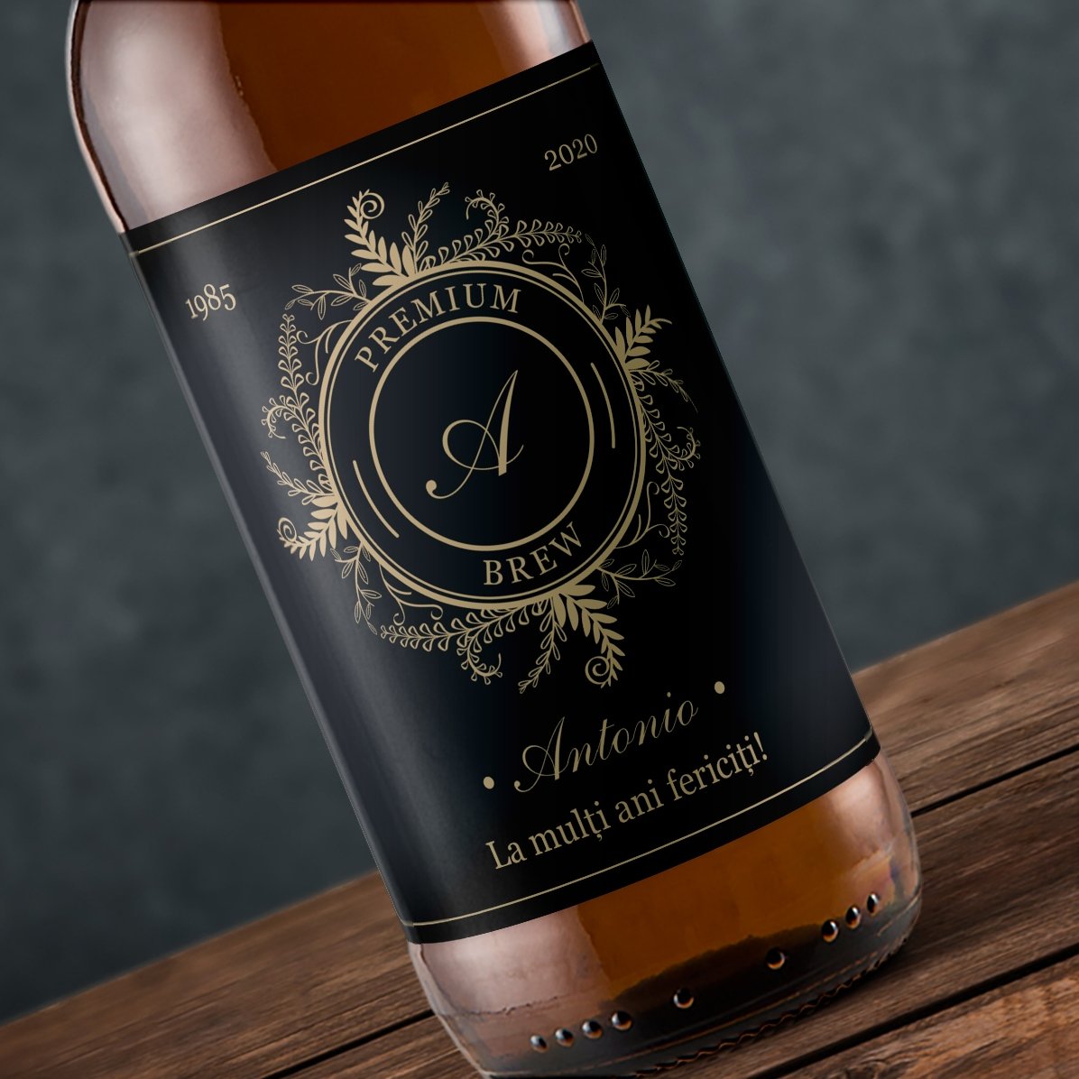 Bere personalizată cu monogramă și text - Floral elegance