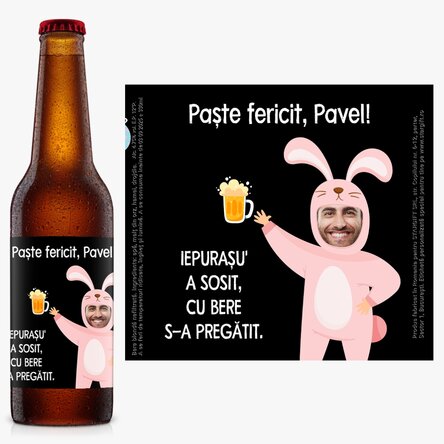 Bere personalizată cu poză și mesaj - Iepure