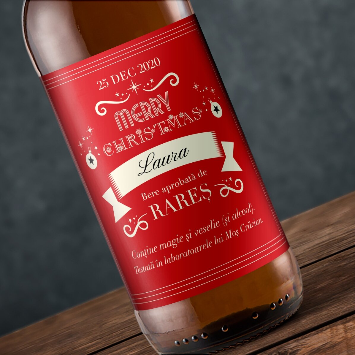 Bere personalizată cu text - Magia Crăciunului