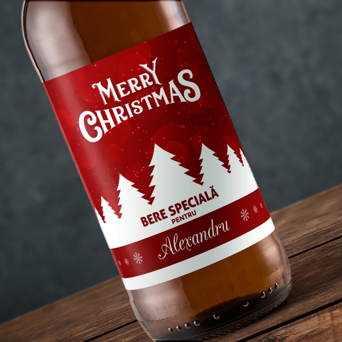 Bere personalizată cu text - Merry Christmas 