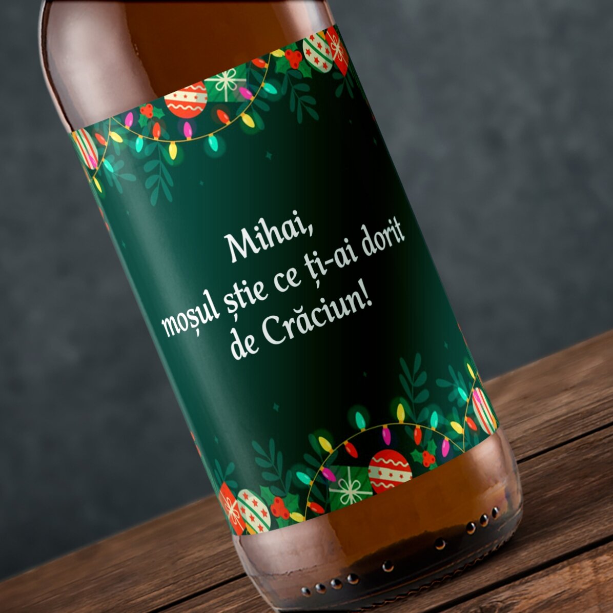 Bere personalizată cu text - fundal verde