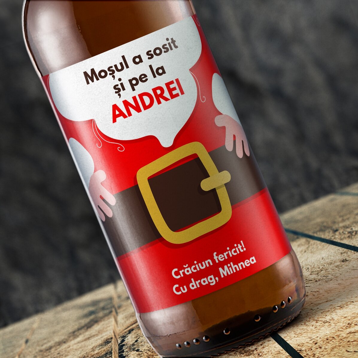 Bere personalizată cu text - Moșul a sosit