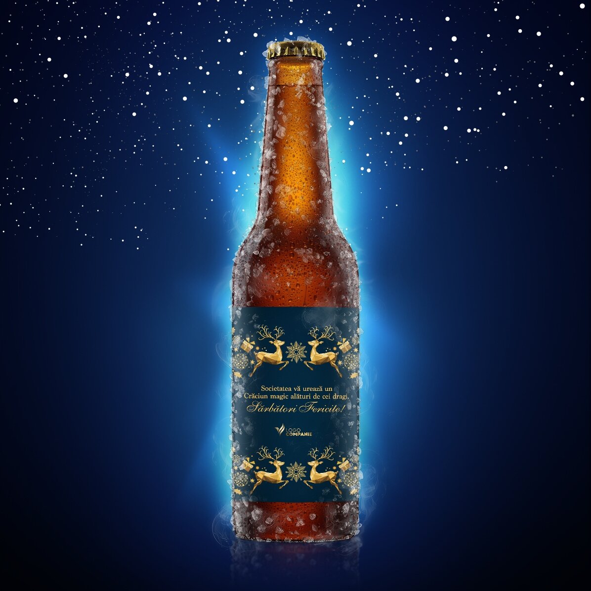 Bere personalizată cu text și logo - Poveste de Crăciun