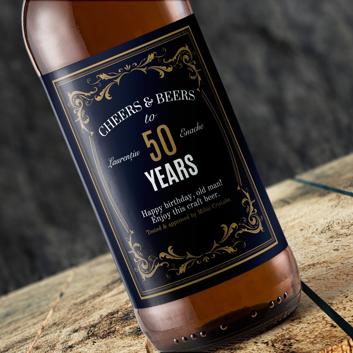 Bere personalizată cu text - Vintage 50