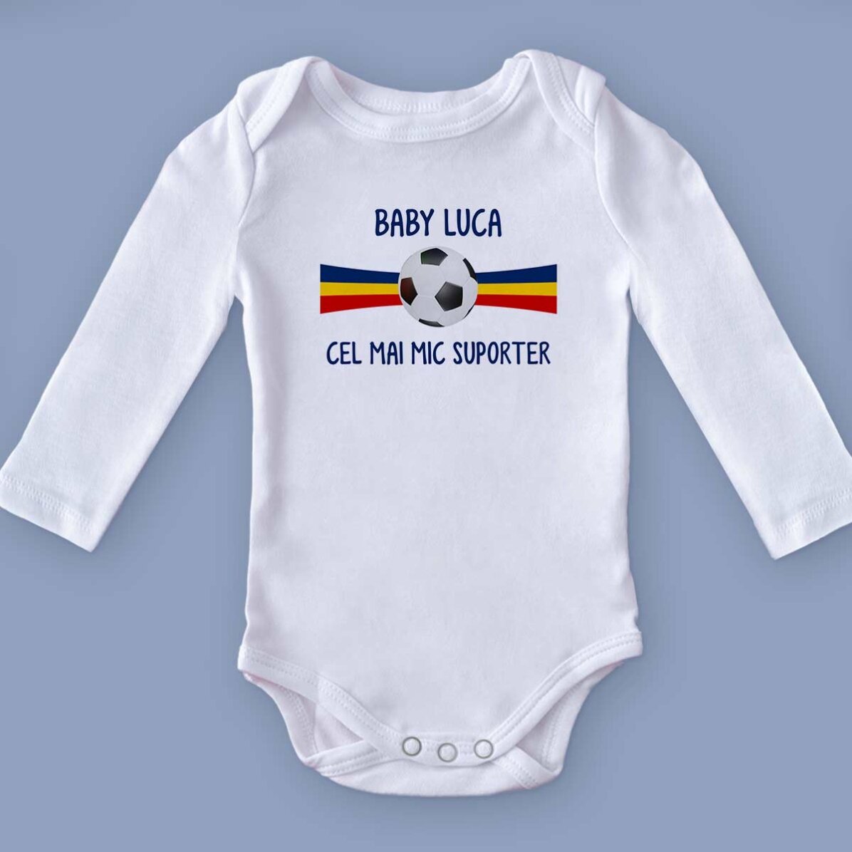 Body pentru copii personalizat cu mesaj - Fotbal