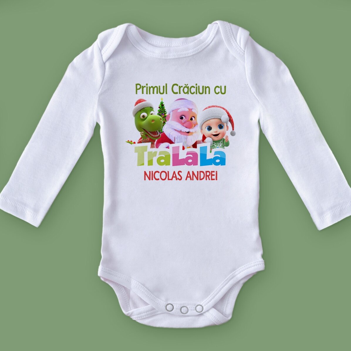 Body pentru copii personalizat cu nume - Crăciun cu TraLaLa