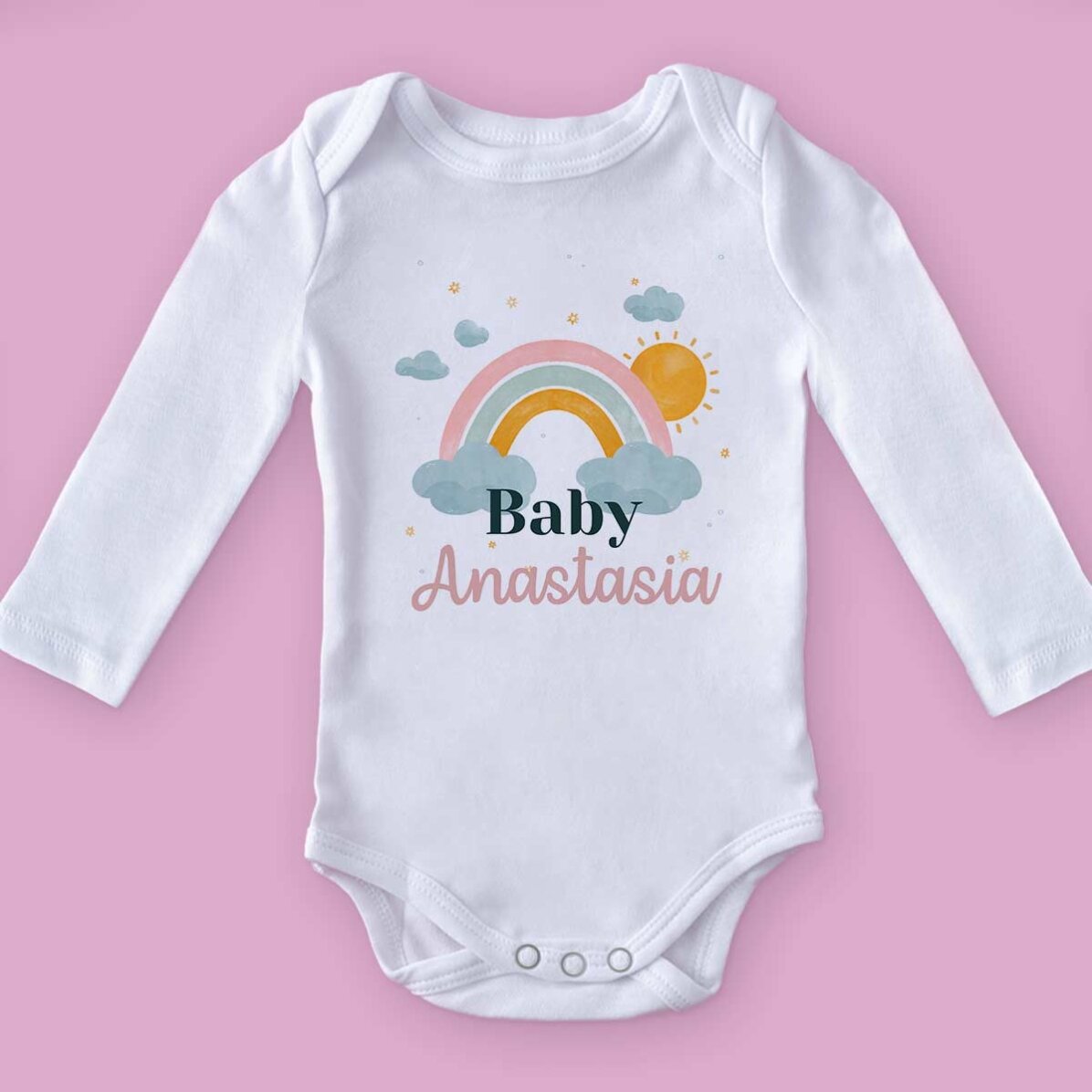 Body pentru copii personalizat cu nume - Curcubeu