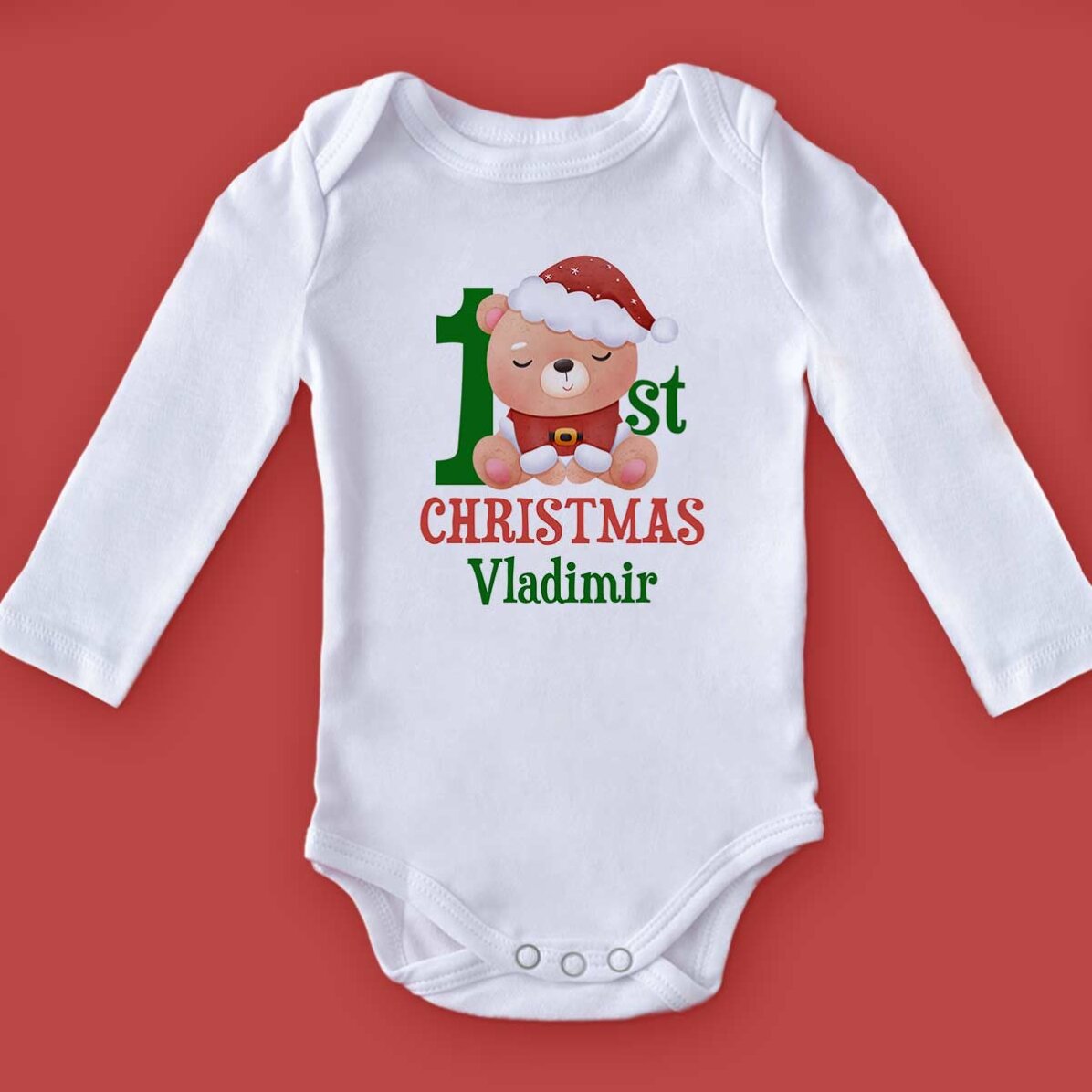 Body pentru copii personalizat cu text - Primul Crăciun