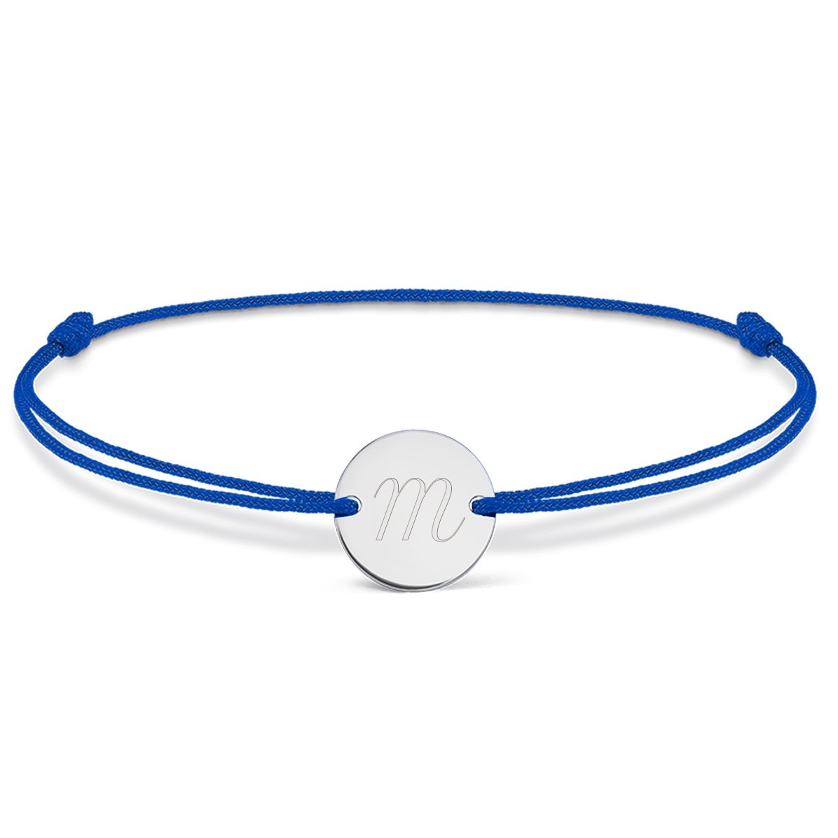 Brățară cu șnur personalizată - bănuț 10 mm - argint 925 - model inițială