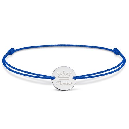 Brățară cu șnur personalizată - bănuț 14 mm - argint 925 - model coroană