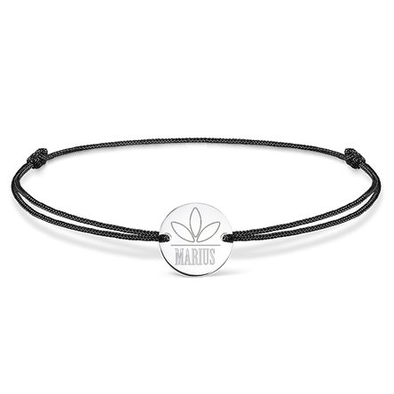 Brățară cu șnur personalizată - bănuț 14mm - argint 925 - model abstract