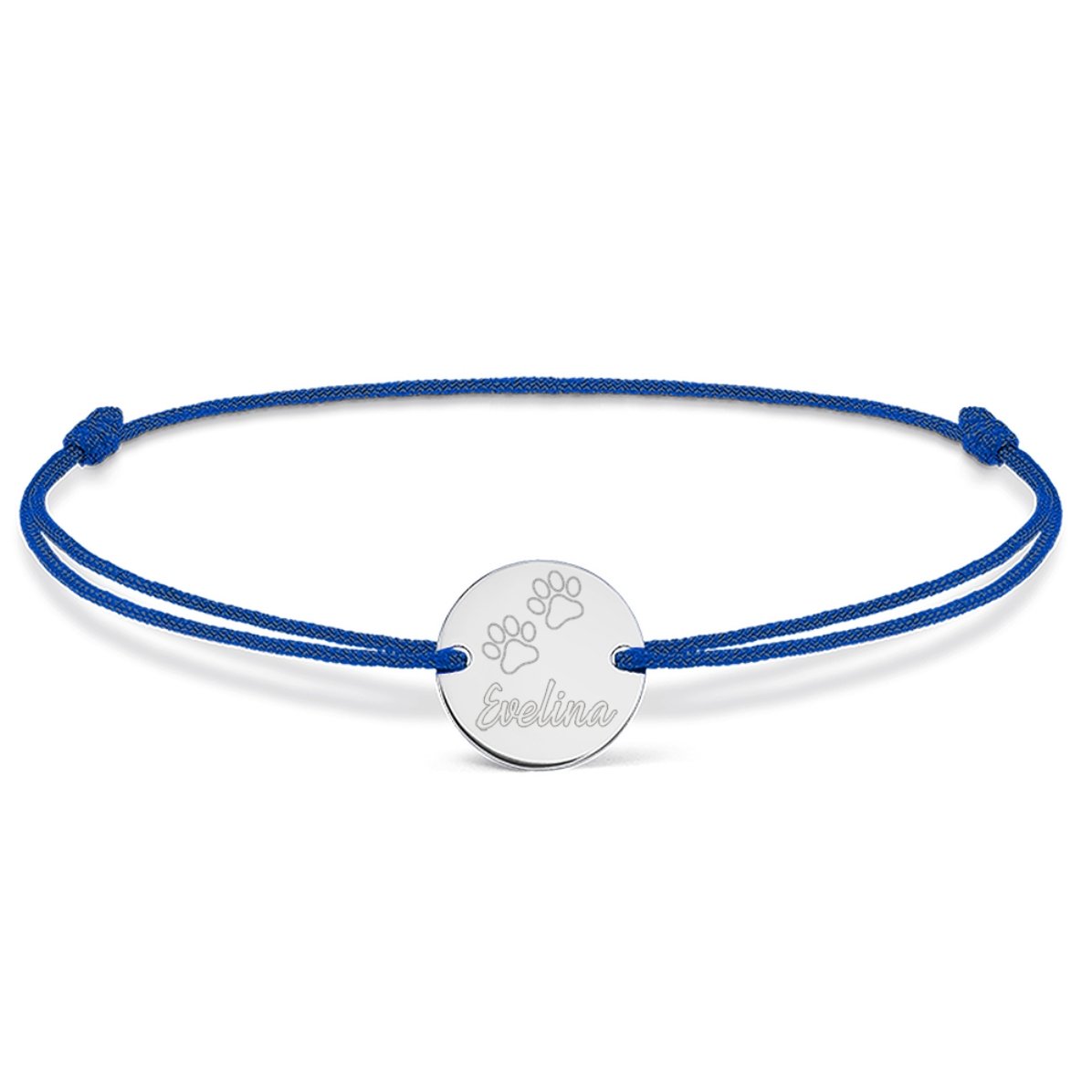 Brățară cu șnur personalizată - bănuț 14mm - argint 925 - model cat paw