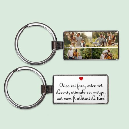 Breloc personalizat cu 4 poze și text