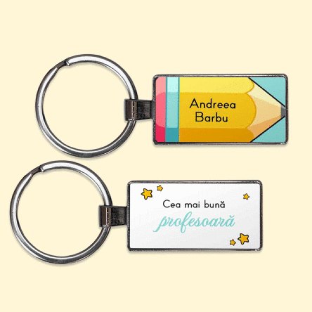 Breloc personalizat cu mesaj pentru profesori 