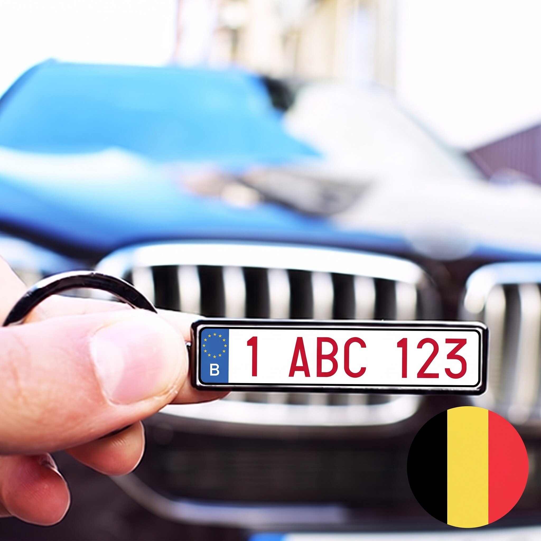 Breloc personalizat cu număr auto de Belgia
