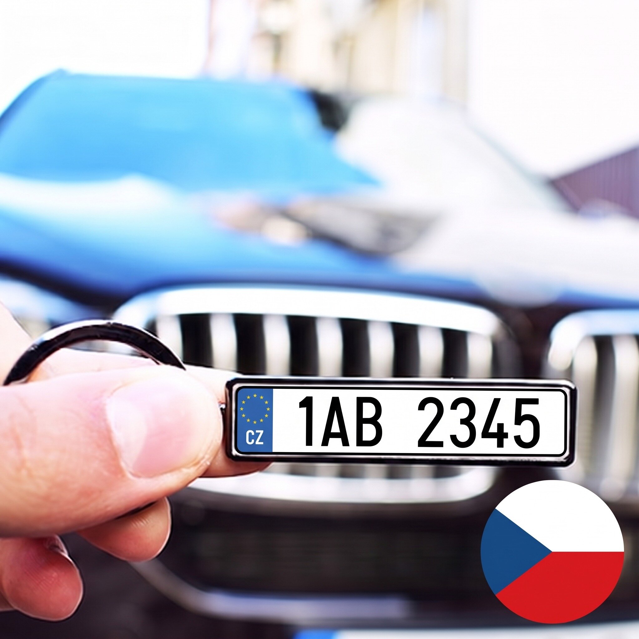 Personalised keyring with Czech car number plate