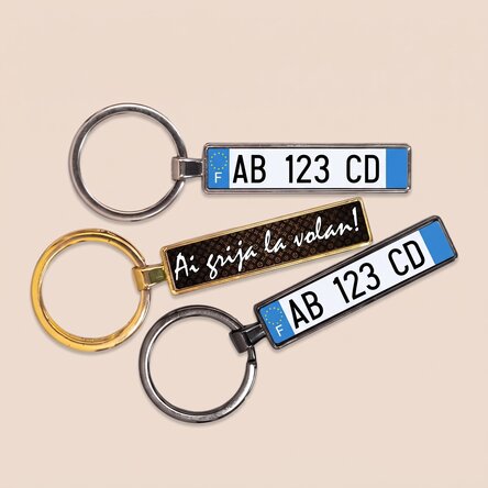 Personalised keyring with French car number plate