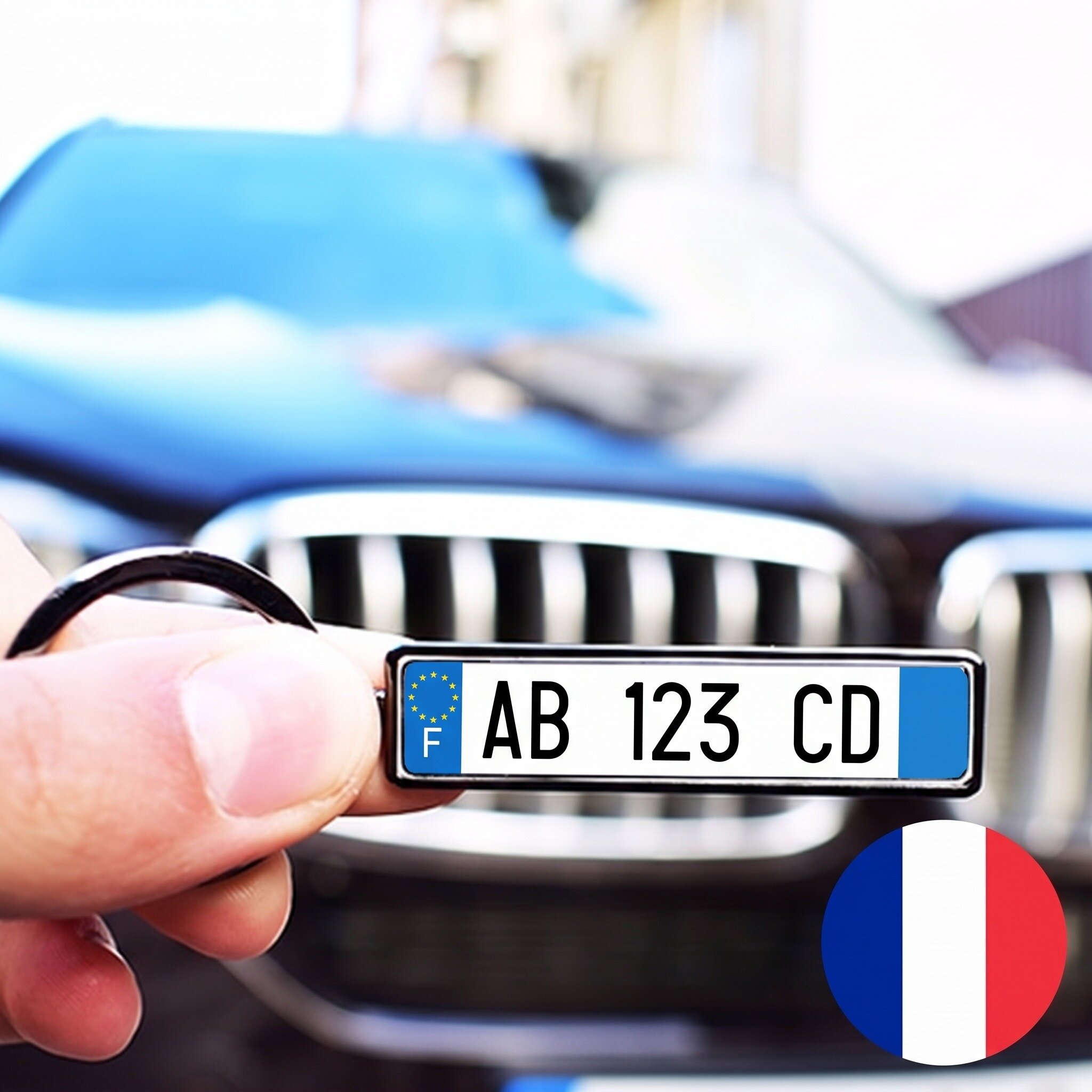 Breloc personalizat cu număr auto de Franța