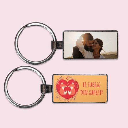 Breloc personalizat cu o poză și text - Vulpite