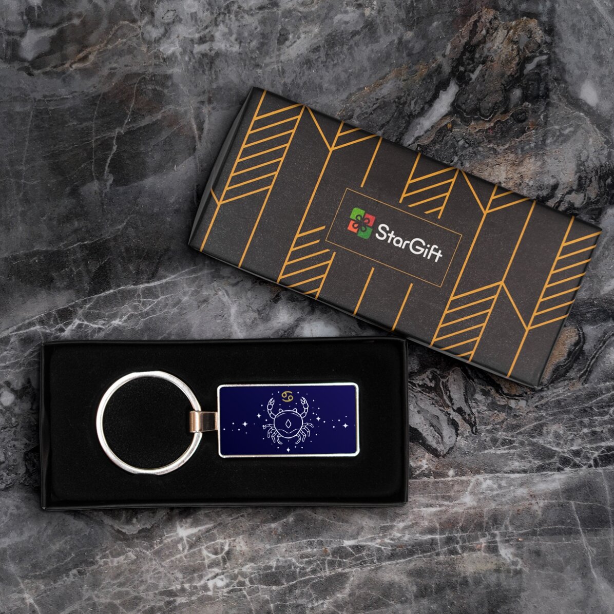 Breloc personalizat cu text și zodie - Rac