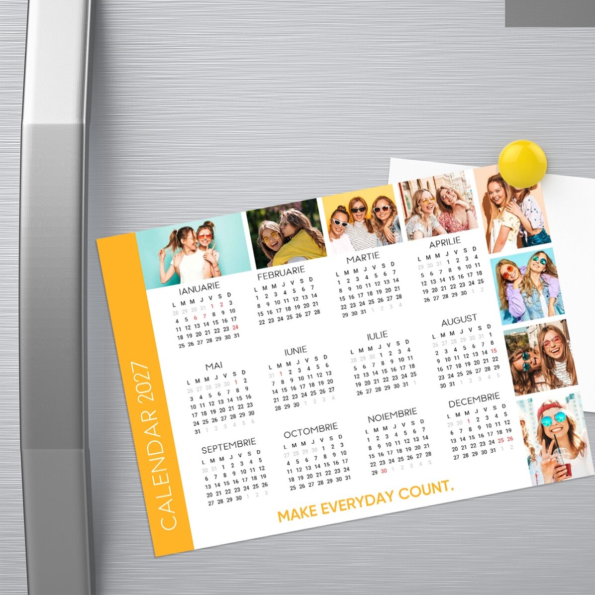 Calendar magnetic personalizat cu 8 poze și mesaj