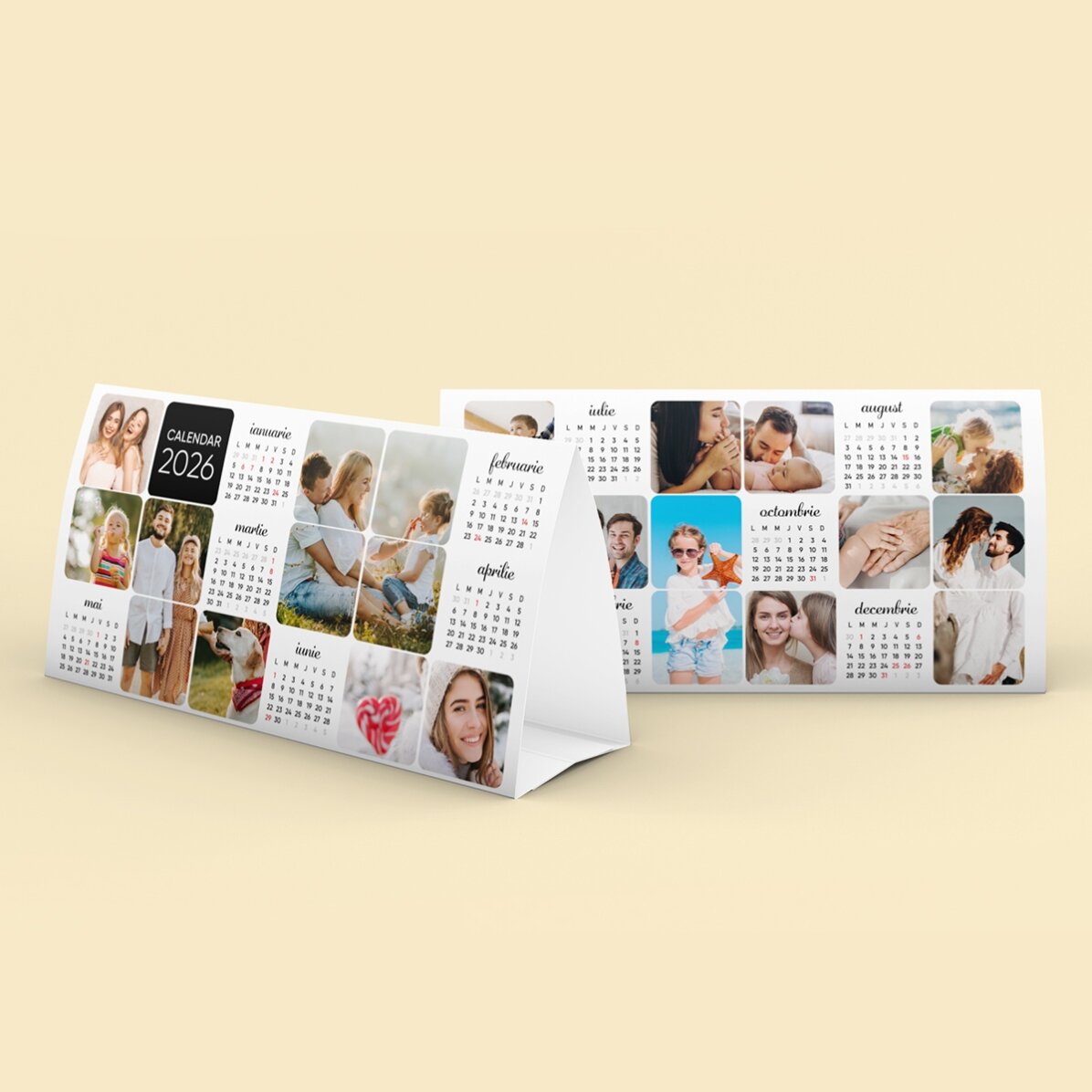 Calendar de birou 2026 personalizat cu poze