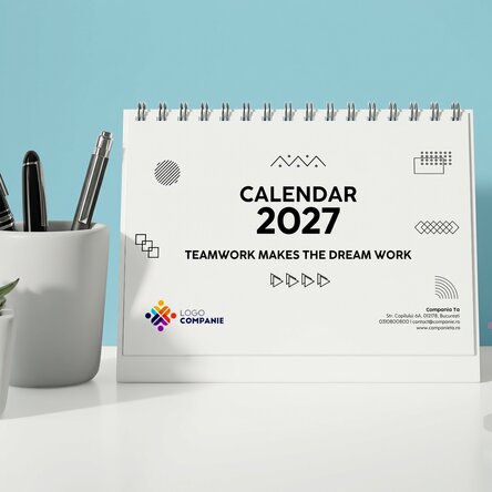 Calendar de birou personalizat cu logo și text 