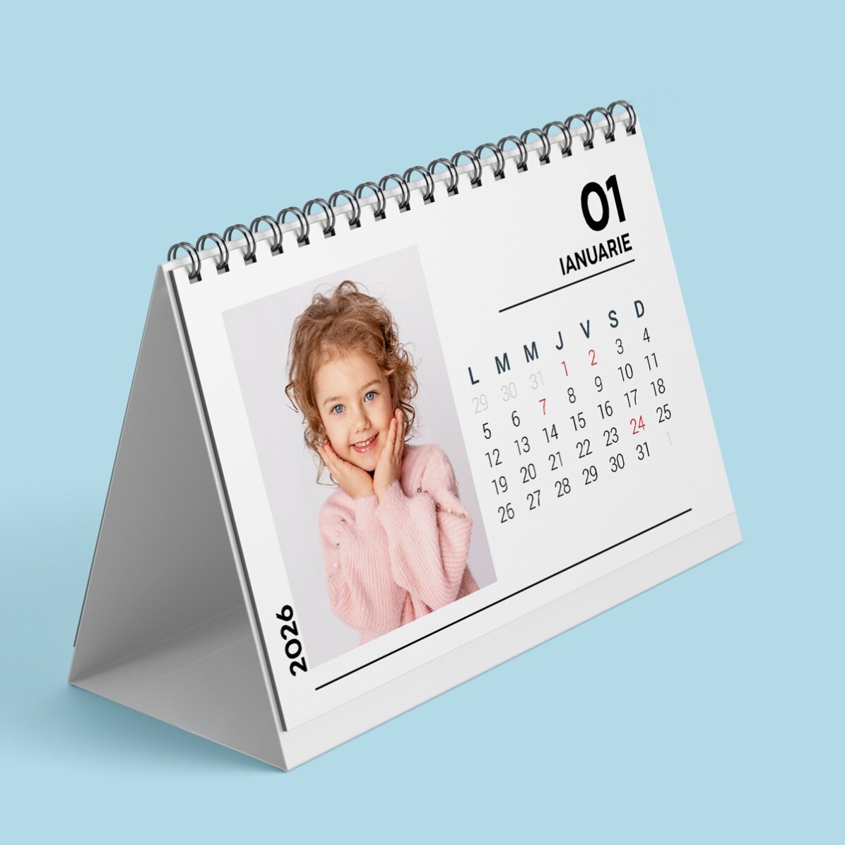 Calendar de birou 2026 personalizat cu poze