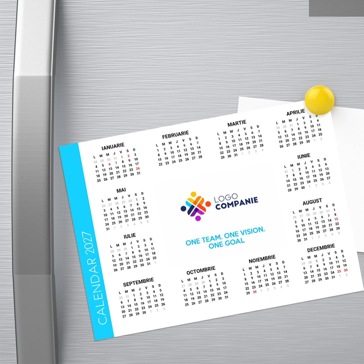 Calendar magnetic personalizat cu logo și mesaj